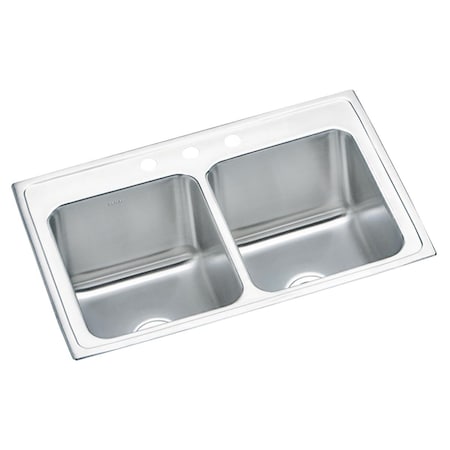 Lustertone Ss 33X22X10.1 Equal Double Bowl Drop-In Sink With Quick-Clip